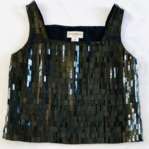 Rena Rowan LaFete black sequins top Womens 10 Petite cocktail vintage luxury